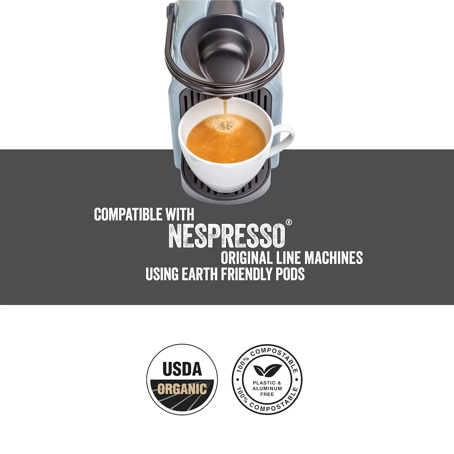 La Natura Organic Espresso Intenso Coffee Pods - Dark Roast Arabica Coffee Capsules for Nespresso Original Line Machines - Compostable Capsules, Aluminum-Free - Single-Serve Pods (10 Count)