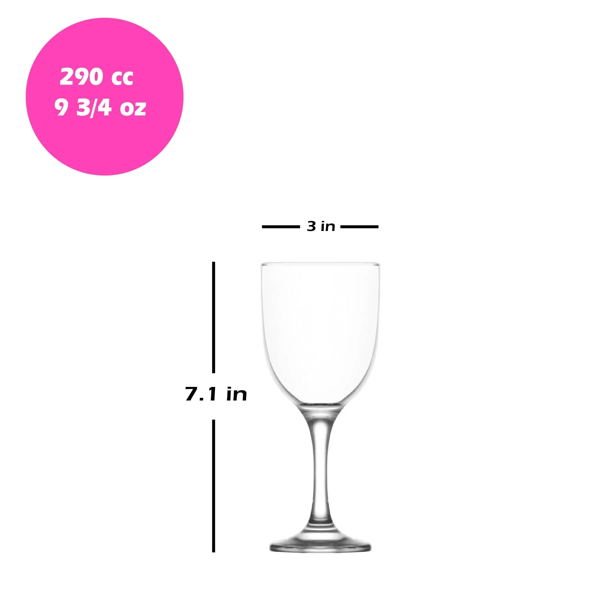 Lav Tokyo Stemmed Wine Glass Set, 6 Pcs, 9.75 Oz (290 cc)