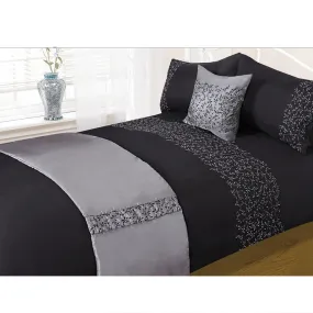 Leaf Trail Complete Bedding Set - Black (Bed in a bag)