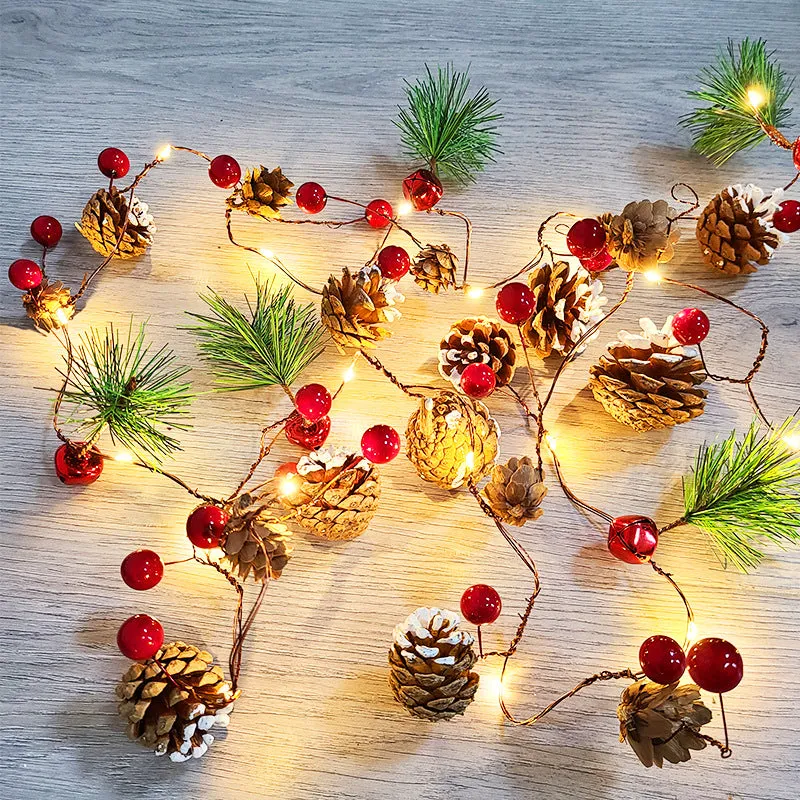 LED Pine Cone And Bell String Lights