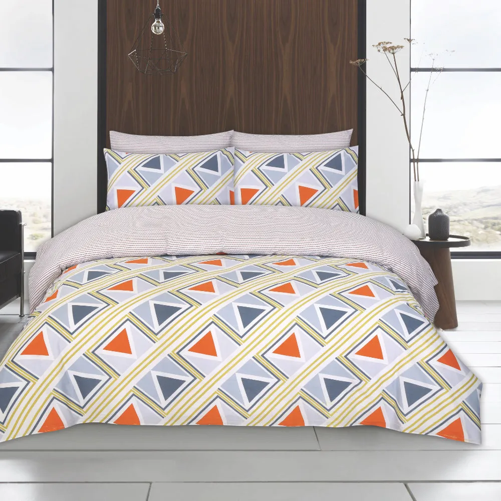 Lewis's Twin Pack Barnet / Monogram Duvet Set - Terracotta