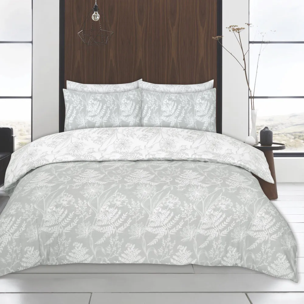 Lewis's Twin Pack Farrow / Hibiscus Duvet Set - Grey