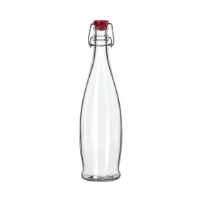 Libbey 13150035 34 oz. Oil / Vinegar Cruet / Water Bottle with Red Wire Bail Lid - Case of 6 Pcs