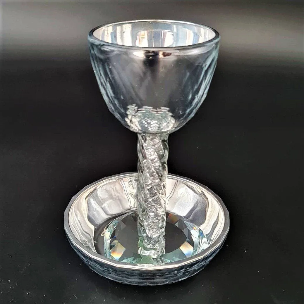 Lily Art - 50116-Crystal kiddush cup White Stones