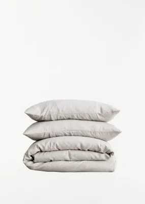 Linen Queen Duvet Cover Set - Smoke Gray