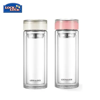 Lock & Lock Double Wall Glass Water Bottle 300ml