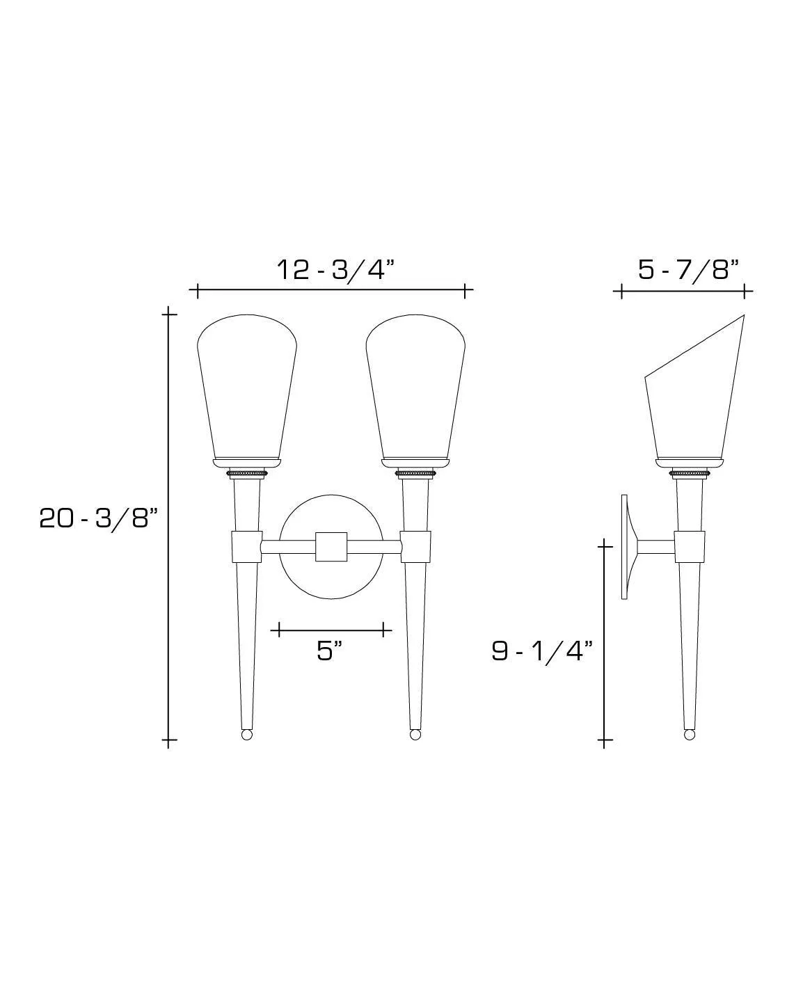 Macchi Twin Sconce with Torch Glass