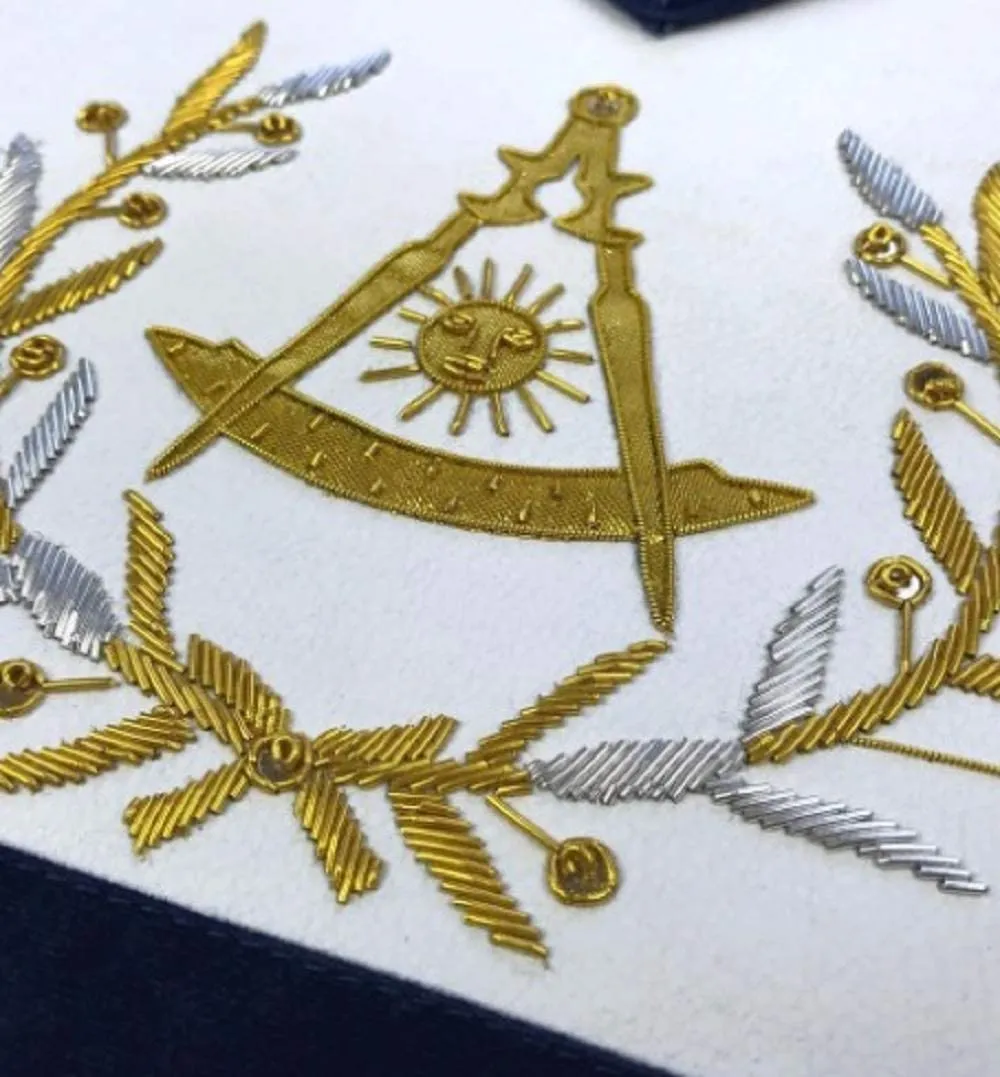 Masonic Grand Lodge Past Master Apron Gold Hand Embroidery Apron