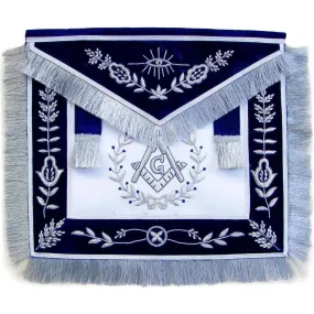 Master Mason Blue Lodge Apron - Navy Blue Chenille