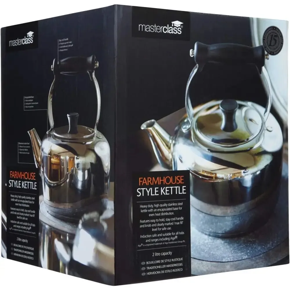 Masterclass Farmhouse Stove Kettle Stainless Steel 2 Litre