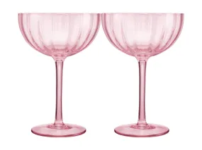 Maxwell & Williams Wicked Pink Goes Good With Green Ribbed Coupe Glass Glinda Set of 2 Gift