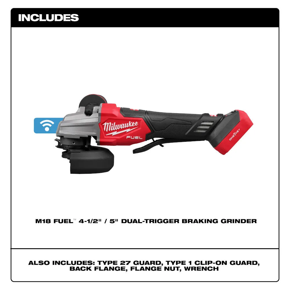 Milwaukee 2986-20 M18 FUEL 4-1/2" / 5" Dual-Trigger Braking Grinder