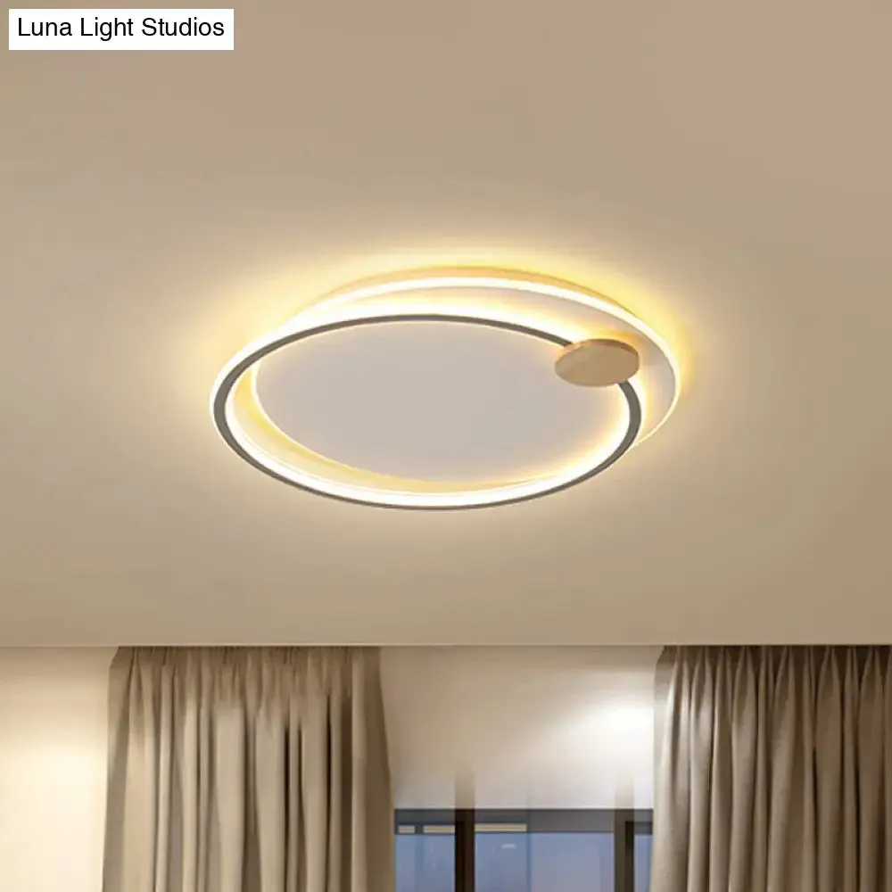 Minimalist Dual Circle LED Ceiling Light in Black/Grey for Warm/White Lighting - 16.5"/20.5" Wide Flush Mount