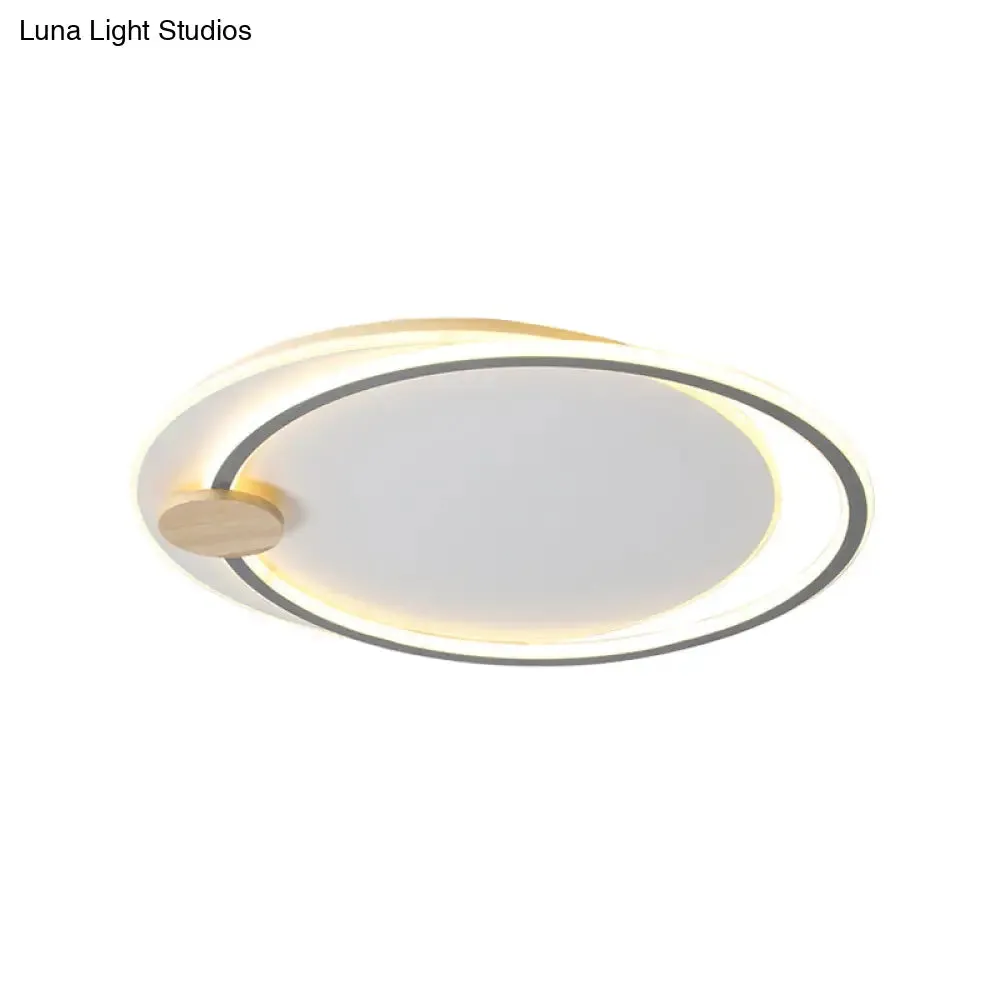 Minimalist Dual Circle LED Ceiling Light in Black/Grey for Warm/White Lighting - 16.5"/20.5" Wide Flush Mount