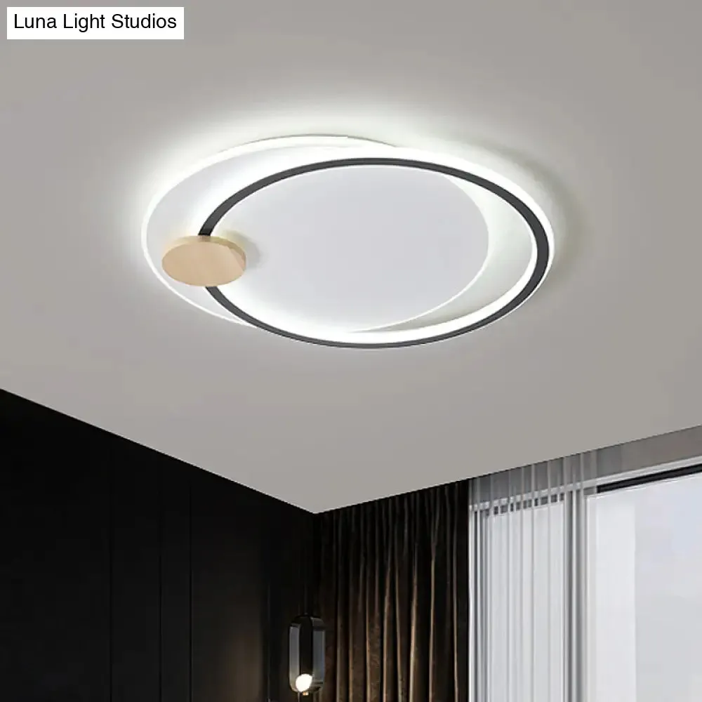 Minimalist Dual Circle LED Ceiling Light in Black/Grey for Warm/White Lighting - 16.5"/20.5" Wide Flush Mount