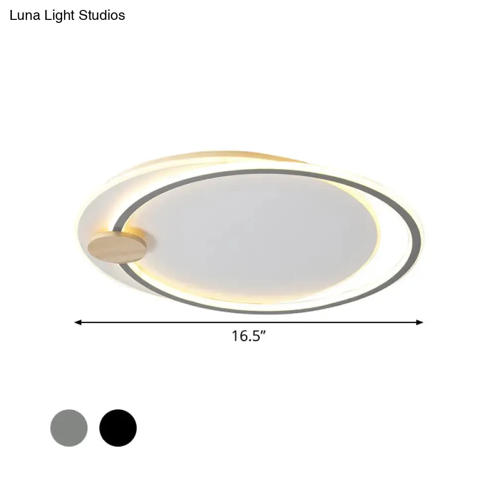 Minimalist Dual Circle LED Ceiling Light in Black/Grey for Warm/White Lighting - 16.5"/20.5" Wide Flush Mount