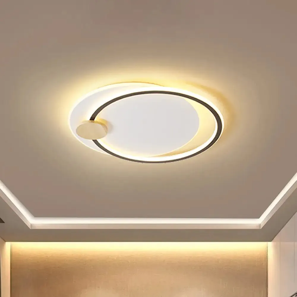 Minimalist Dual Circle LED Ceiling Light in Black/Grey for Warm/White Lighting - 16.5"/20.5" Wide Flush Mount