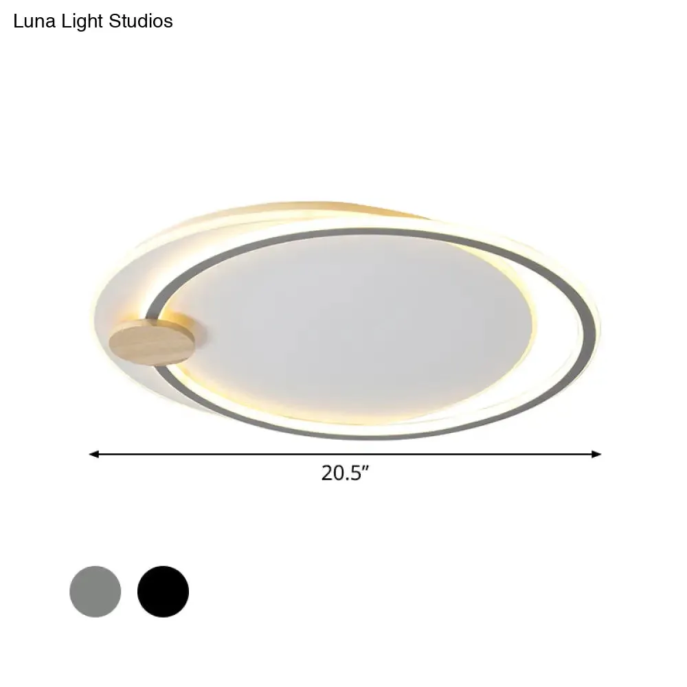 Minimalist Dual Circle LED Ceiling Light in Black/Grey for Warm/White Lighting - 16.5"/20.5" Wide Flush Mount