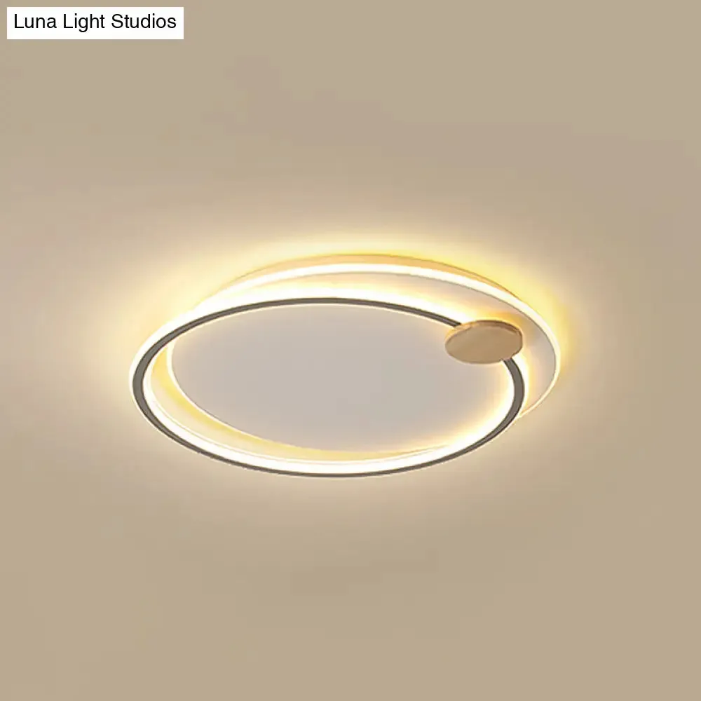 Minimalist Dual Circle LED Ceiling Light in Black/Grey for Warm/White Lighting - 16.5"/20.5" Wide Flush Mount