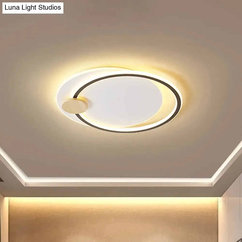 Minimalist Dual Circle LED Ceiling Light in Black/Grey for Warm/White Lighting - 16.5"/20.5" Wide Flush Mount