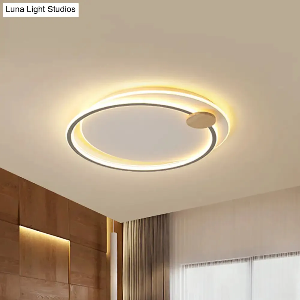 Minimalist Dual Circle LED Ceiling Light in Black/Grey for Warm/White Lighting - 16.5"/20.5" Wide Flush Mount