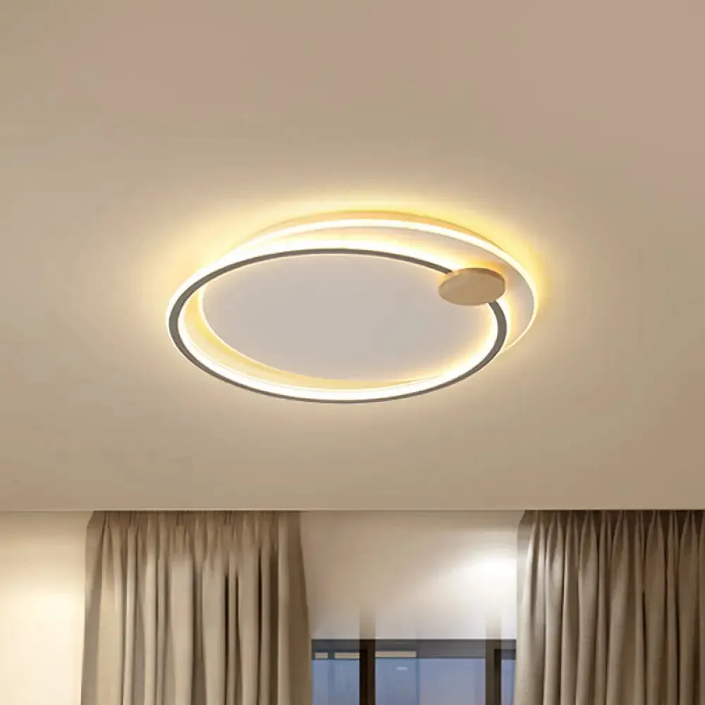 Minimalist Dual Circle LED Ceiling Light in Black/Grey for Warm/White Lighting - 16.5"/20.5" Wide Flush Mount