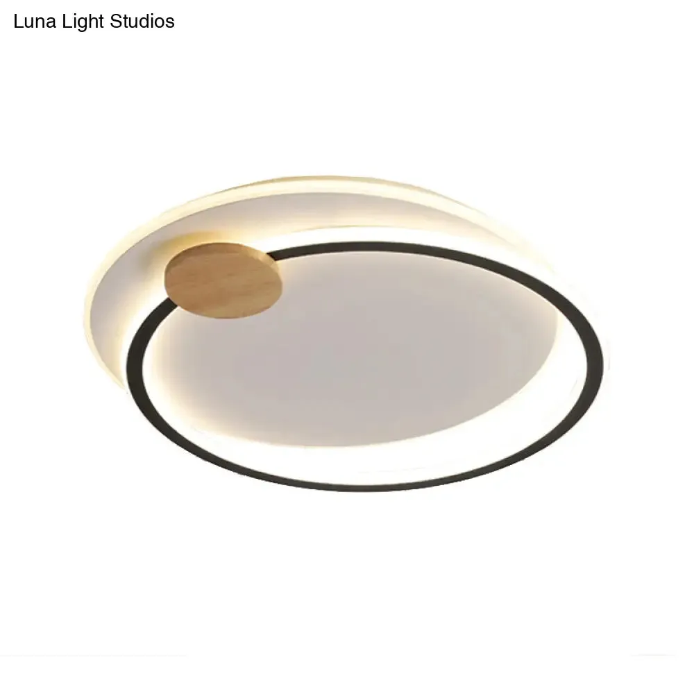 Minimalist Dual Circle LED Ceiling Light in Black/Grey for Warm/White Lighting - 16.5"/20.5" Wide Flush Mount