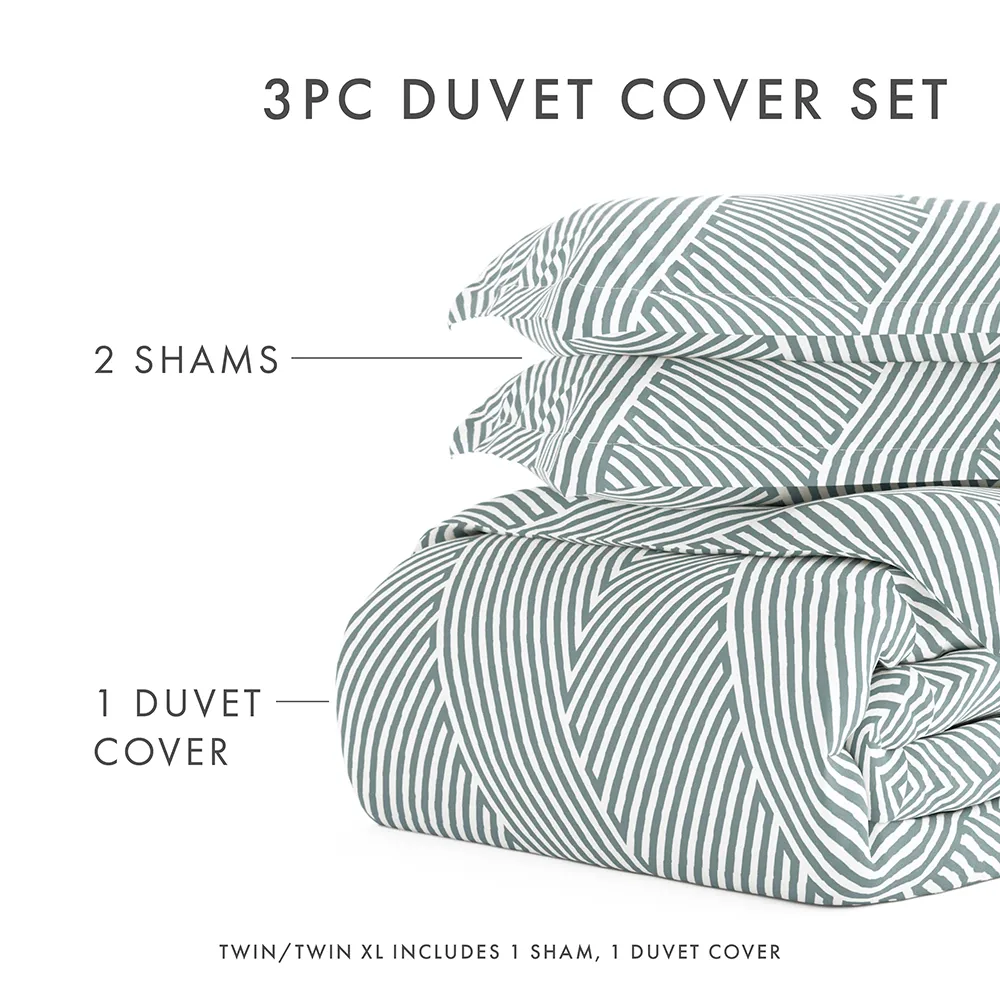 Modern Diagonal Pattern 3-Piece Duvet Cover Set