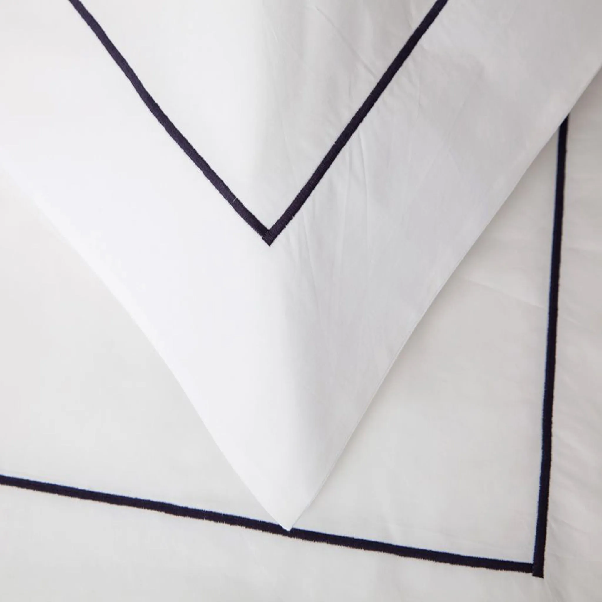 Navy Row Cord Cotton Percale Duvet Cover