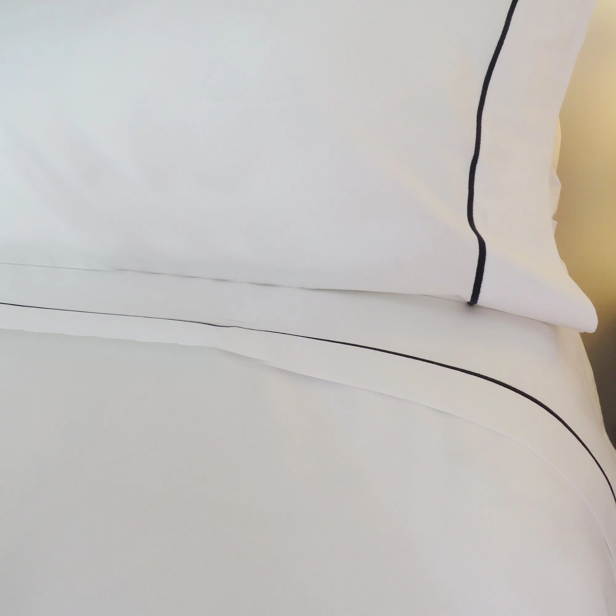 Navy Row Cord Cotton Percale Duvet Cover