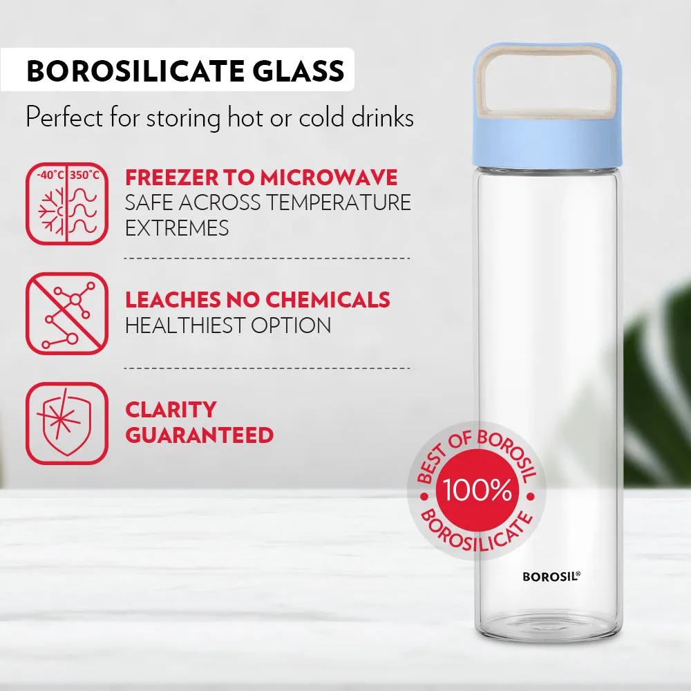 Neo Borosilicate Glass Bottle - Blue Lid