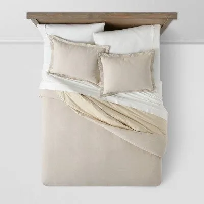 New - King Cotton Linen Chambray Duvet Cover & Sham Set Khaki - Threshold