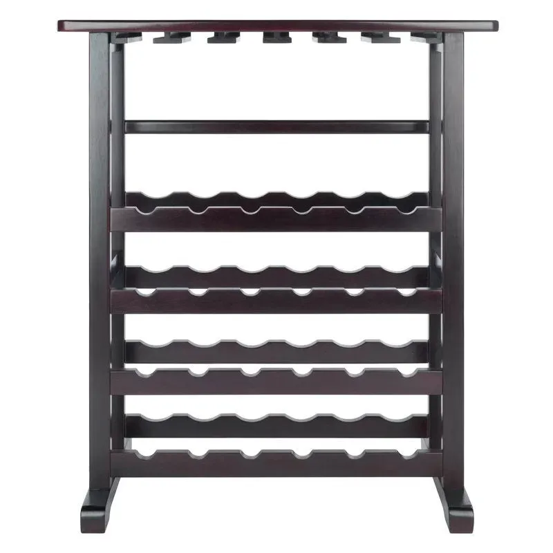 Newhall 24 Bottle Floor Wine Bottle & Glass Rack in Dark Espresso