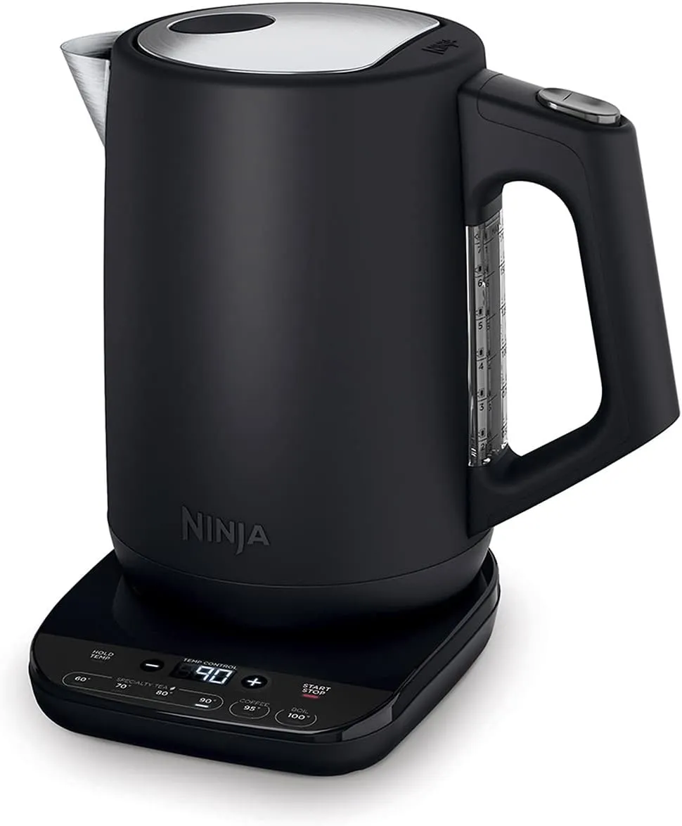 Ninja Perfect Temperature Kettle, 1.7L, with Temperature Control, LED Display, Easy to Use Kettle with Rapid Boil and Temperature Hold, Matte Black, KT200UK