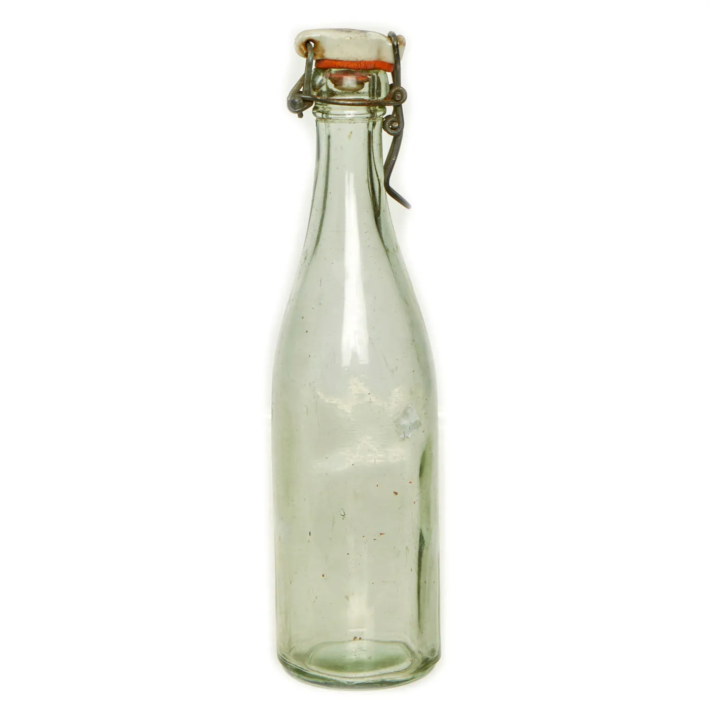 Original German WWII Luftwaffe Marked Small Clear Glass Beer or Wine Bottle - Marked Property of Luftwaffe