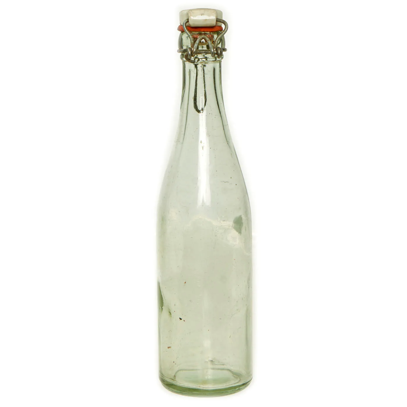 Original German WWII Luftwaffe Marked Small Clear Glass Beer or Wine Bottle - Marked Property of Luftwaffe