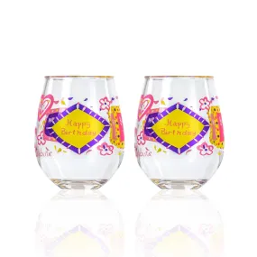 Party To Go Birthday Girl 15oz Acrylic Stemless Wine Glass | Set of 2