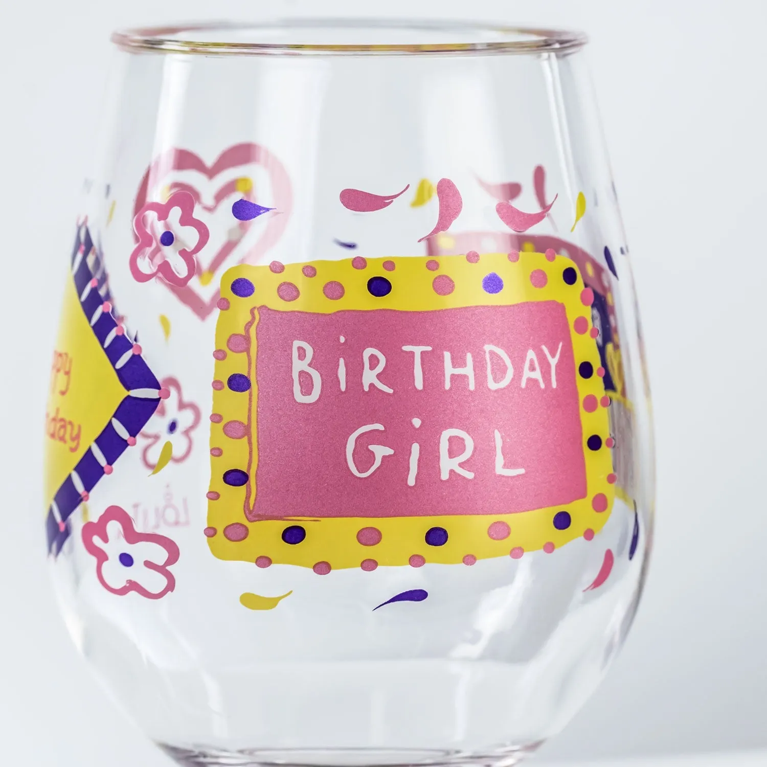 Party To Go Birthday Girl 15oz Acrylic Stemless Wine Glass | Set of 2