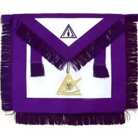 Past Illustrious Master Council Apron - Purple with Gold Hand Embroidery