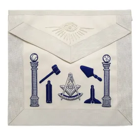 Past Master Apron - Hand Embroidered Tools White Apron