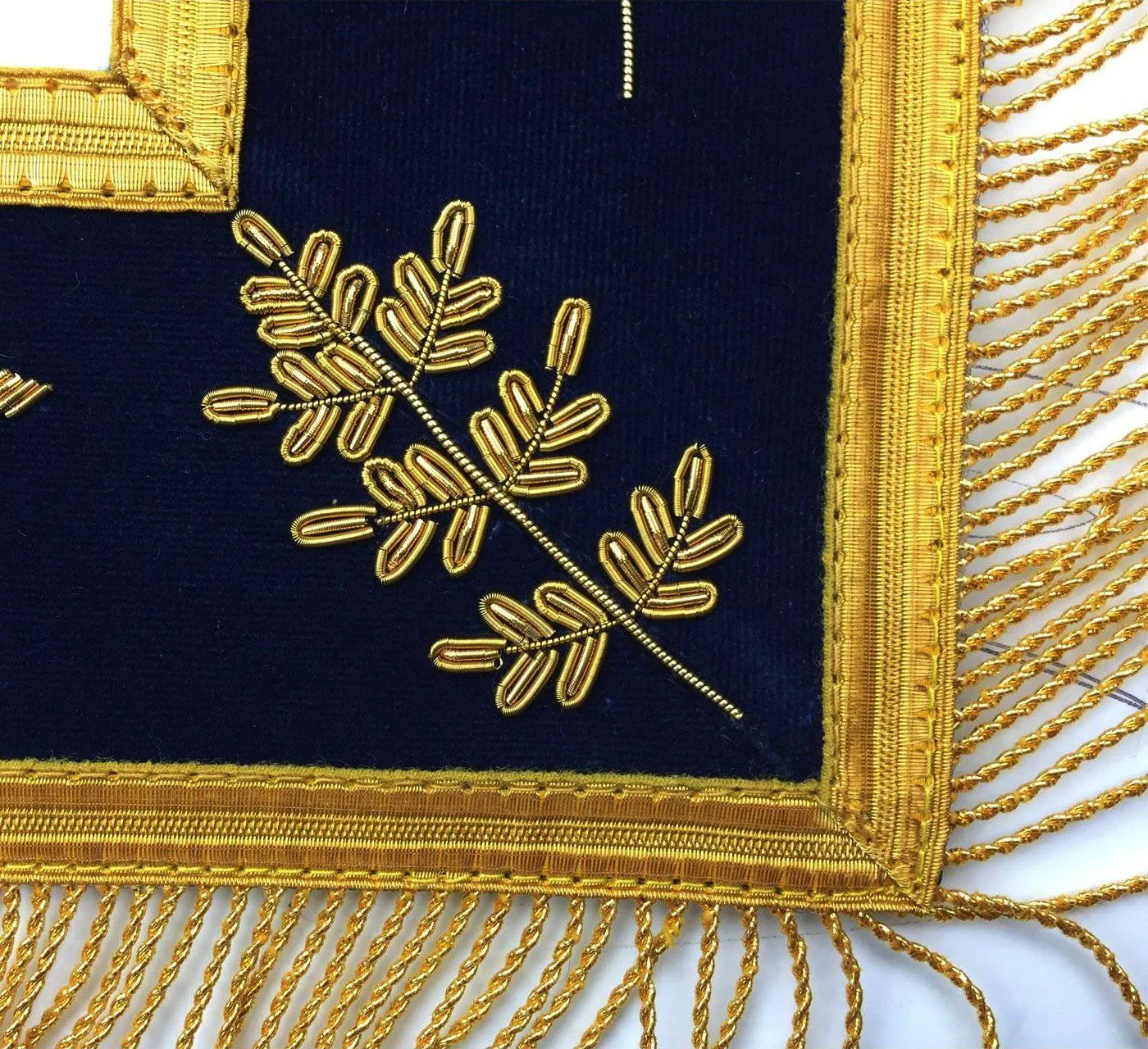 Past Master Blue Lodge Apron - Royal Navy Velvet with Gold Fringe