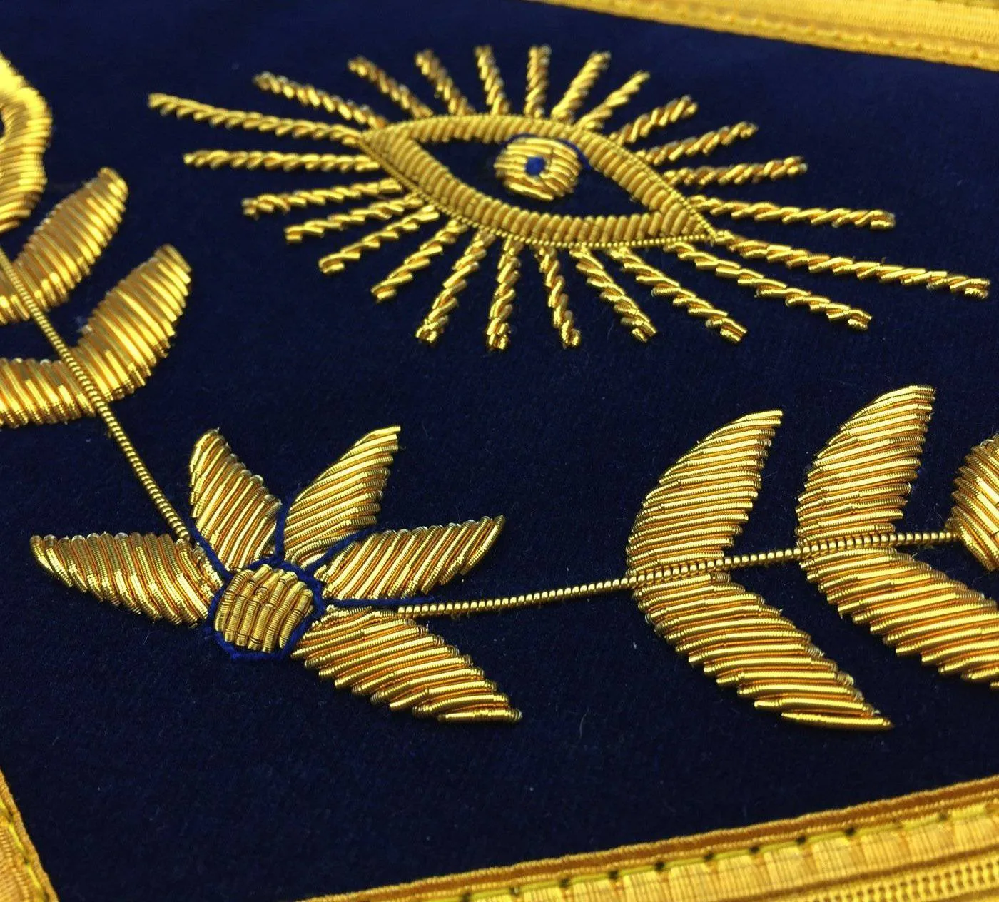 Past Master Blue Lodge Apron - Royal Navy Velvet with Gold Fringe