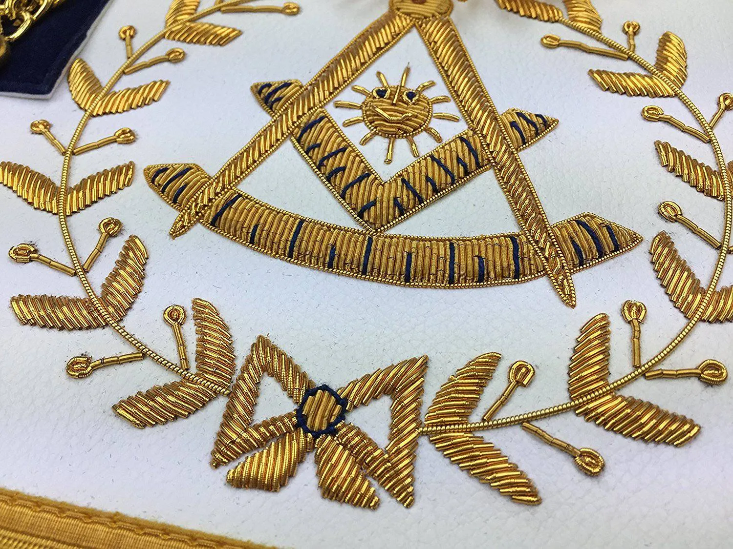 Past Master Blue Lodge Apron - Royal Navy Velvet with Gold Fringe