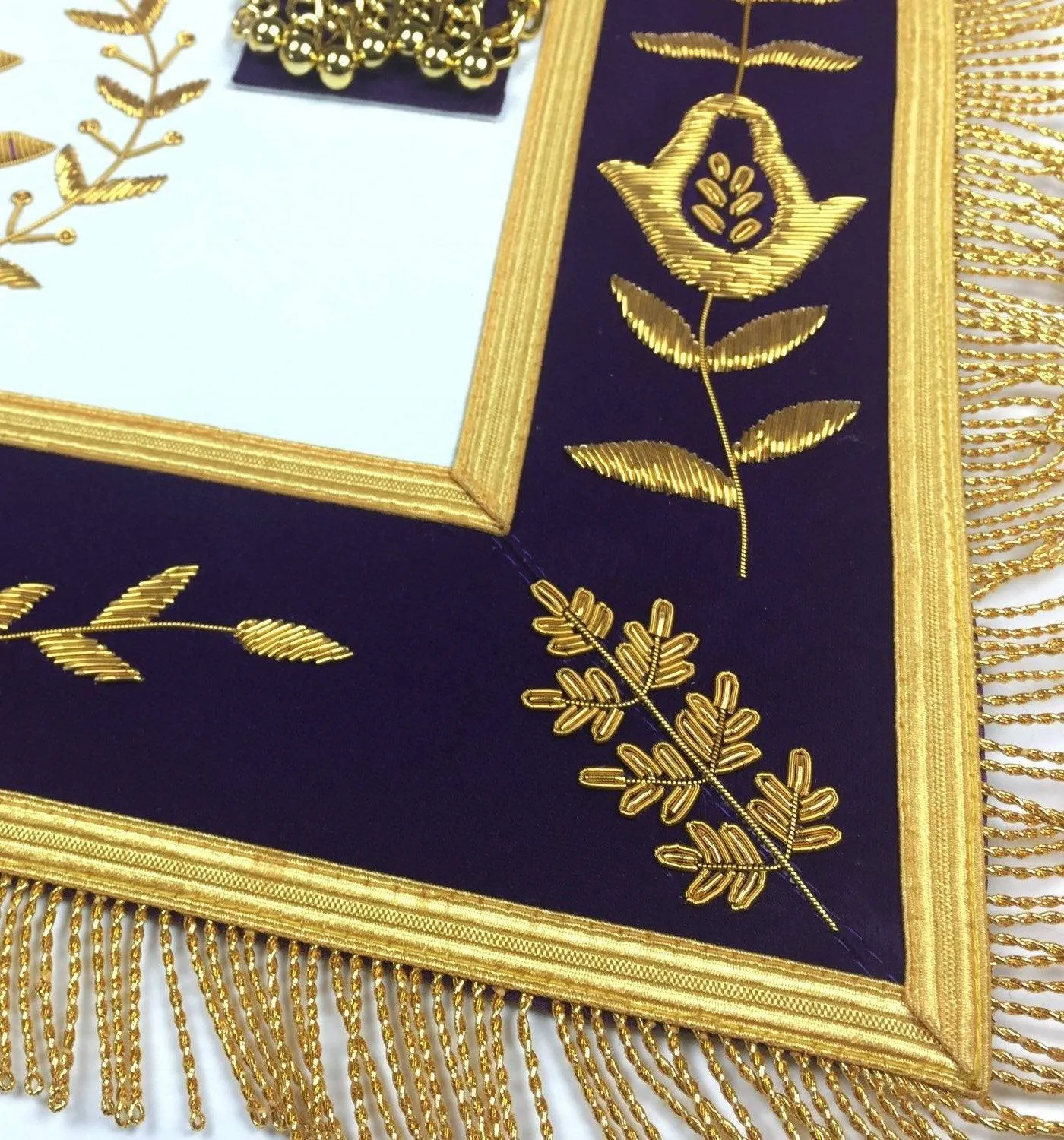 Past Master Blue Lodge Apron - Royal Purple Velvet with Gold Fringe