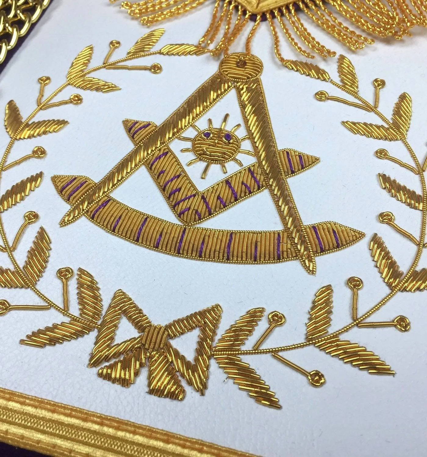 Past Master Blue Lodge Apron - Royal Purple Velvet with Gold Fringe