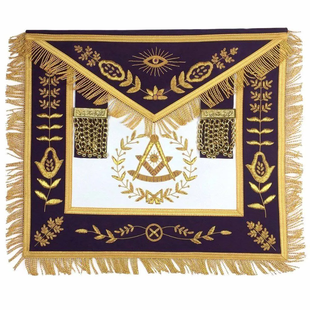 Past Master Blue Lodge Apron - Royal Purple Velvet with Gold Fringe