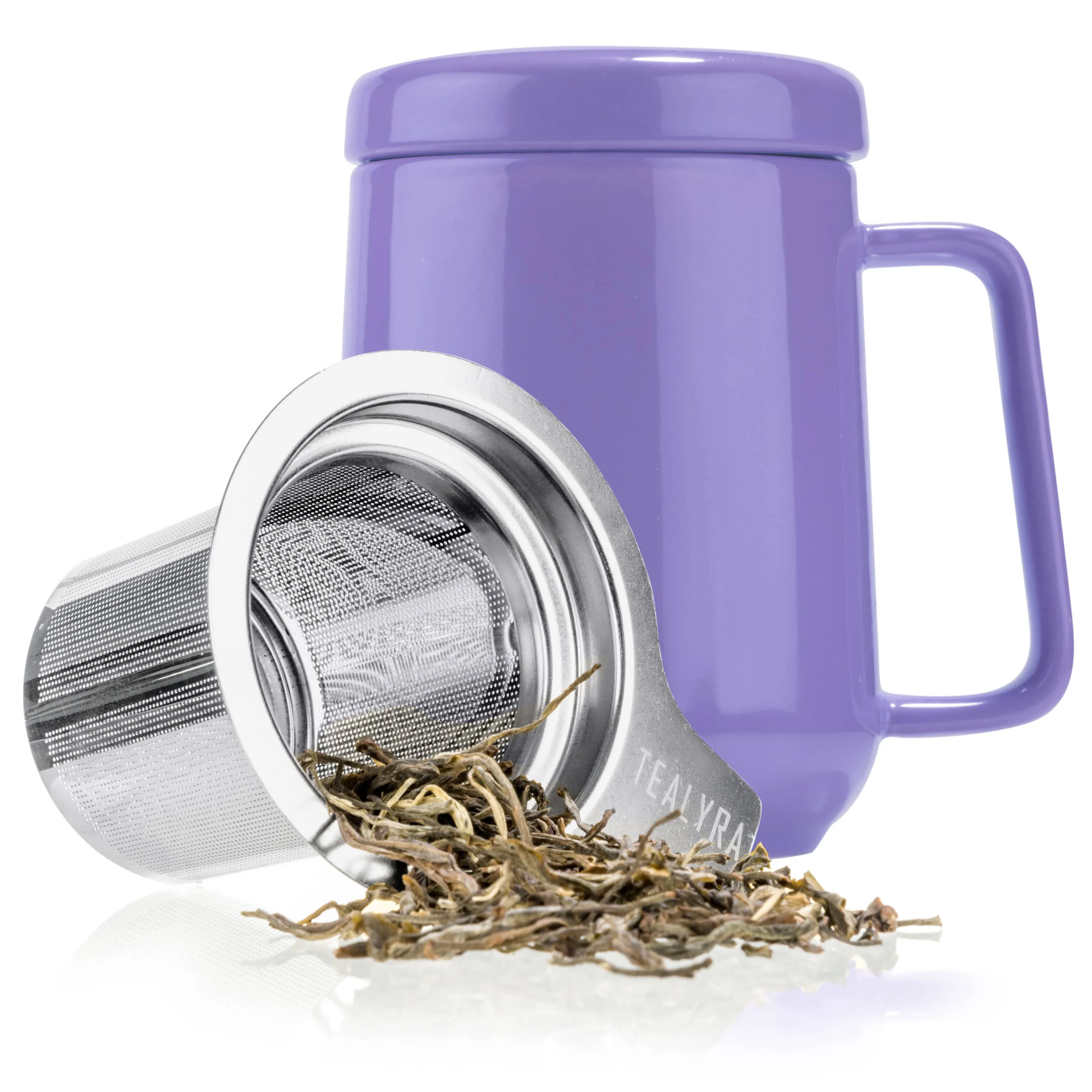 Peak Porcelain Mug With Infuser 19oz, Purple Matte Finish