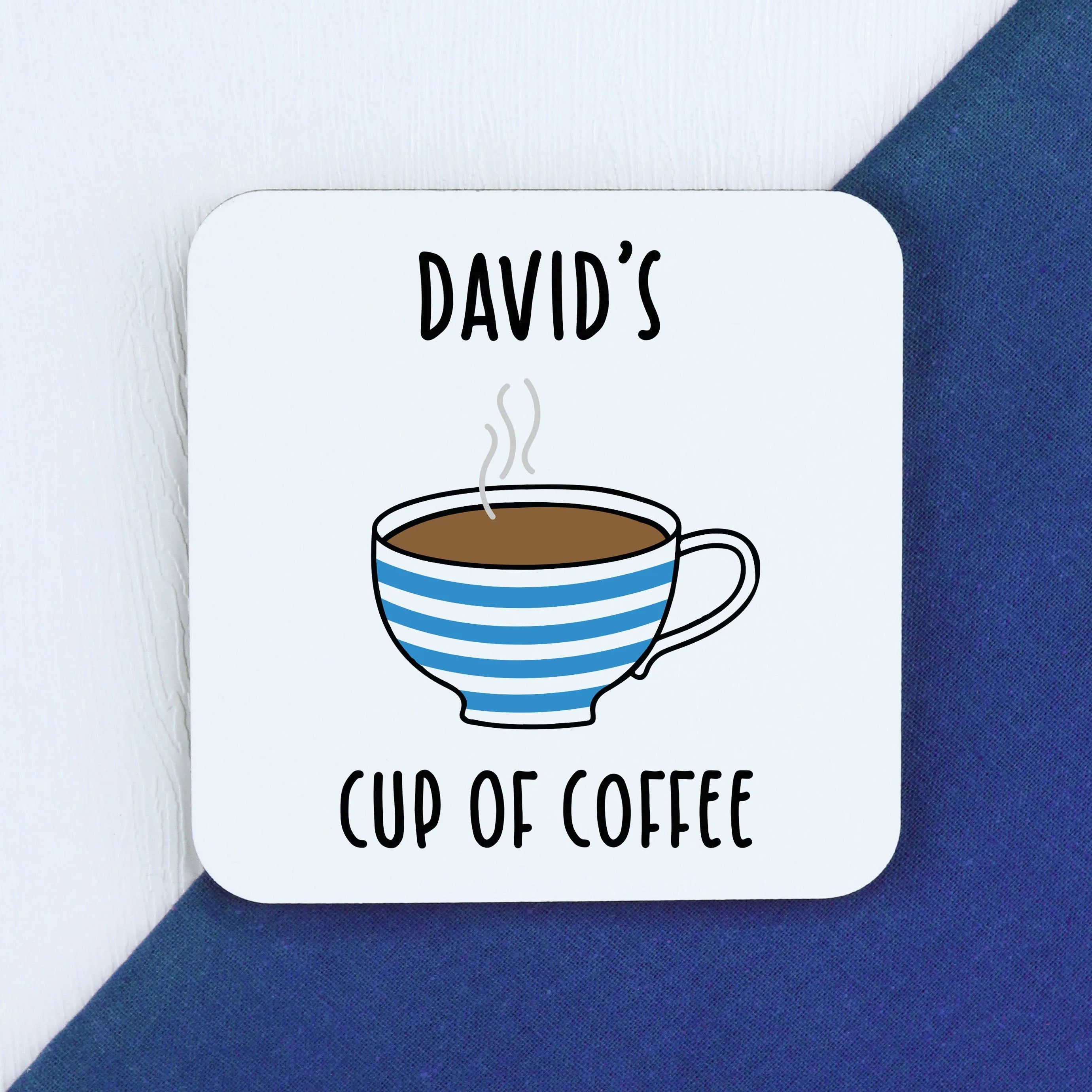 Personalised 'Cup of Coffee' Square Coaster - Any Name