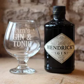 Personalised Gin & Tonic glass and Hendricks bottle