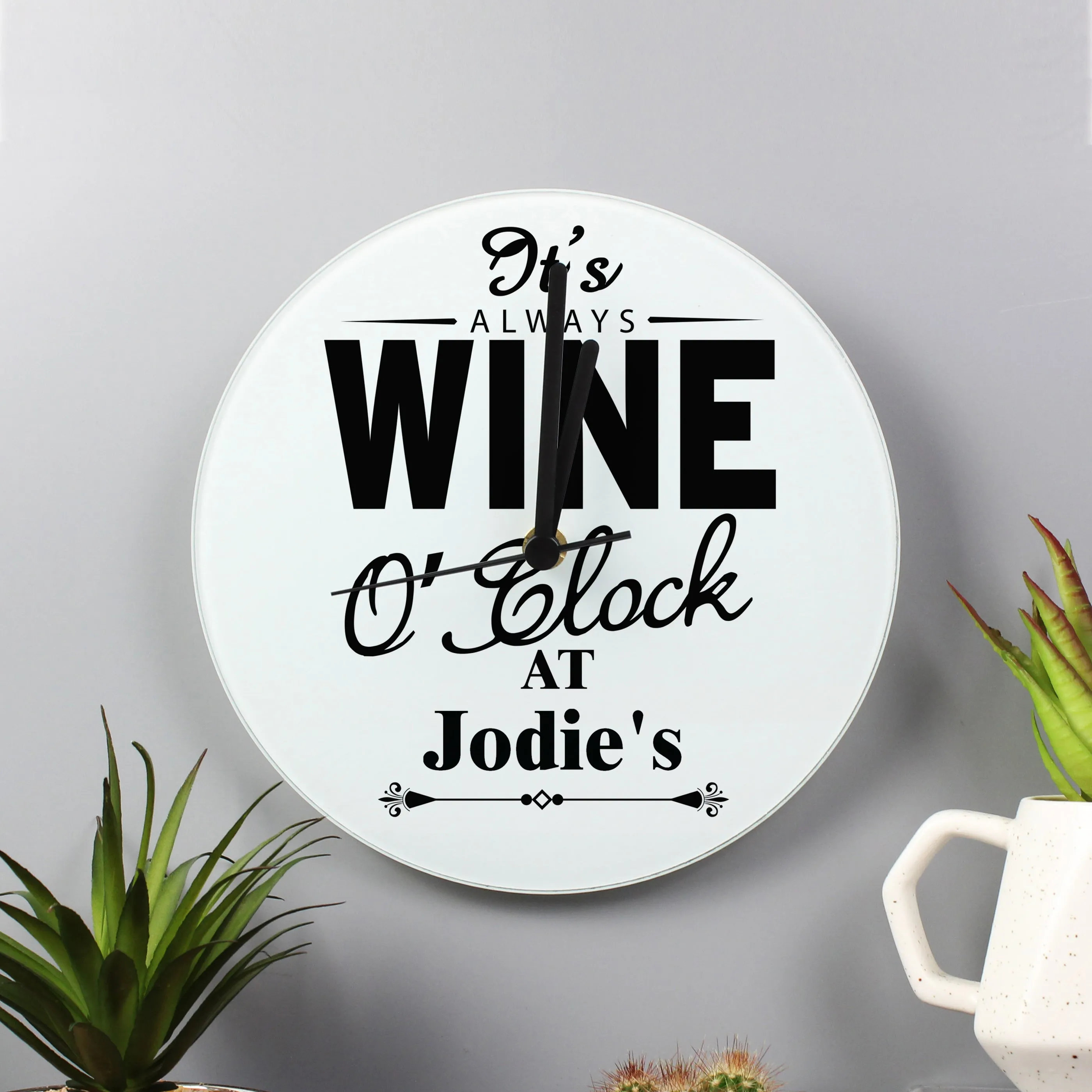 Personalised Wine O'Clock Clock